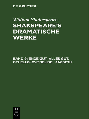 cover image of Ende gut, Alles gut. Othello. Cymbeline. Macbeth